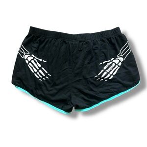 Rad Coffee Black Skeleton Hand Print Dolphin Shorts Women’s Size M/L Y2K Punk